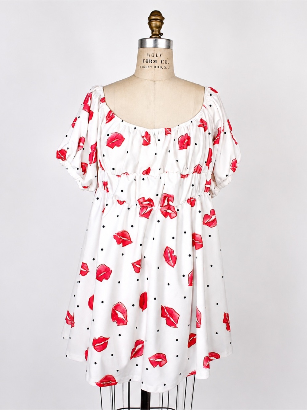 ASOS Plus Size White Dress with Red Lip Print